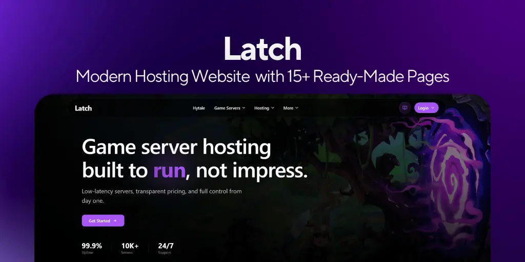 Latch: The Next.js Website Template for Game Server Hosting Companies
